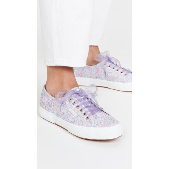 💕LOVESHACKFANCY x SUPERGA💕 Classic Sneaker ~ Lavender Blooms Floral US 7.5 NWT - Picture 5 of 16